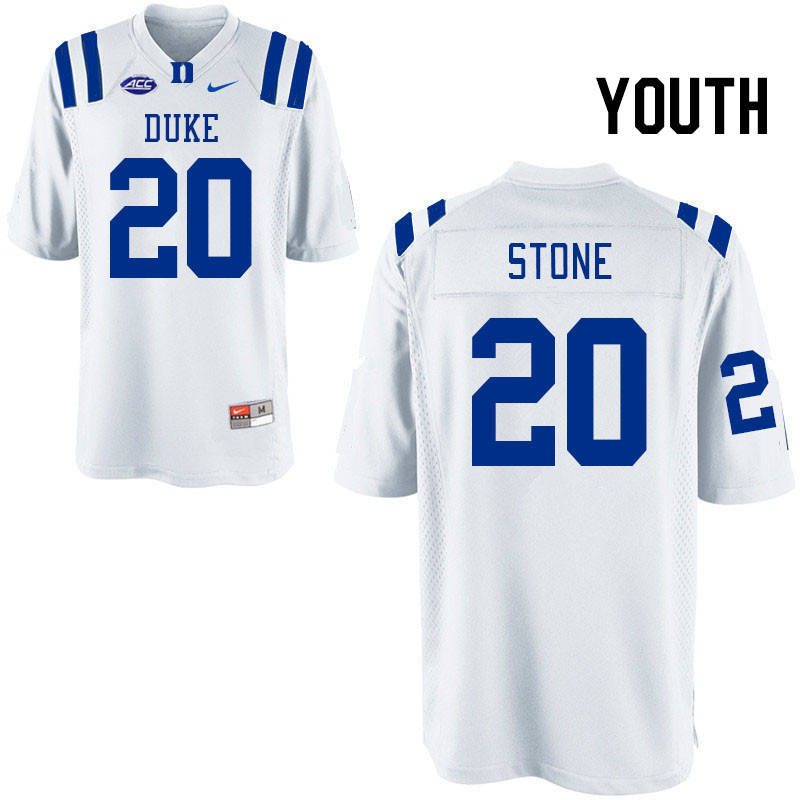 Youth #20 DaShawn Stone Duke Blue Devils College Football Jerseys Stitched Sale-White - Click Image to Close
